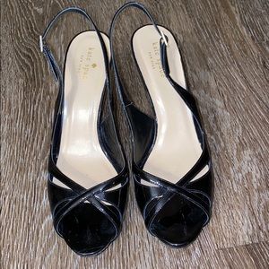 Kate Spade Patent Leather Peep-Toe Slingback Pumps